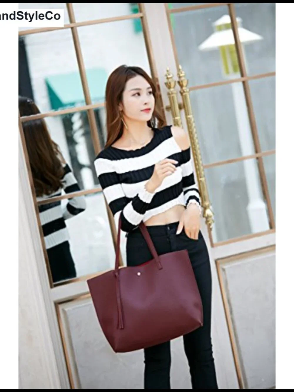 Soft Faux Leather Tote Shoulder Bag Tassel Big Capacity Handbag